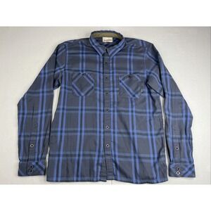 Simms Black's Ford Flannel Mens Plaid Blue Button Up Shirt Large